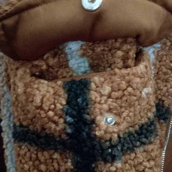 Stoosh Womens Teddy Plush Plaid Coat Jacket Size_Large - Picture 4 of 6